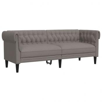 Chesterfield-Sofa 3-Sitzer Taupe Stoff