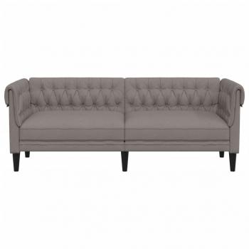 Chesterfield-Sofa 3-Sitzer Taupe Stoff