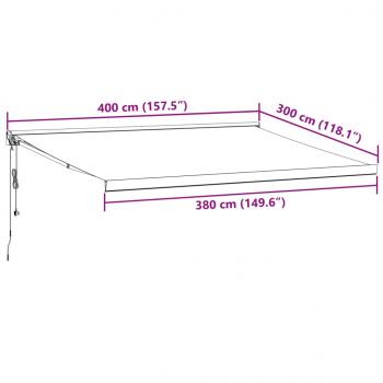 Markise Einziehbar Anthrazit und Weiß 4x3 m Stoff und Aluminium