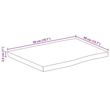 Tischplatte mit Baumkante 50x40x2,5 cm Raues Mango Massivholz