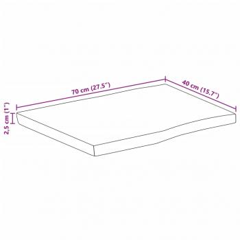 Tischplatte mit Baumkante 70x40x2,5 cm Raues Mango Massivholz