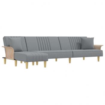 Schlafsofa in L-Form Hellgrau 279x140x70 cm Stoff