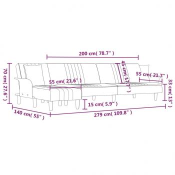 Schlafsofa in L-Form Hellgrau 279x140x70 cm Stoff