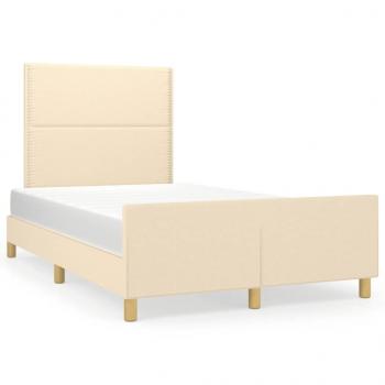 ARDEBO.de - Bettgestell ohne Matratze Creme 120x190 cm Stoff