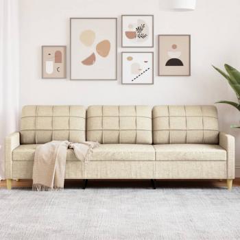 ARDEBO.de - 3-Sitzer-Sofa Creme 210 cm Stoff