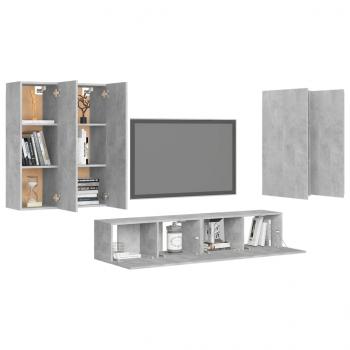 6-tlg. TV-Schrank-Set Betongrau Holzwerkstoff