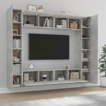 8-tlg. TV-Schrank-Set Betongrau Holzwerkstoff