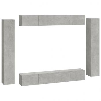 8-tlg. TV-Schrank-Set Betongrau Holzwerkstoff