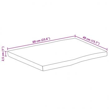 Tischplatte mit Baumkante 60x40x2,5 cm Raues Mango Massivholz