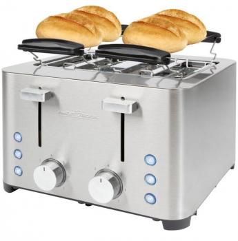 ARDEBO.de ProfiCook PC-TA 1252 Toaster, 4 Scheiben, 1500 W, Krümelschubladen, Edelstahl