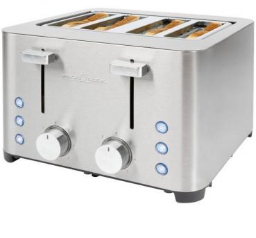 ProfiCook PC-TA 1252 Toaster, 4 Scheiben, 1500 W, Krümelschubladen, Edelstahl