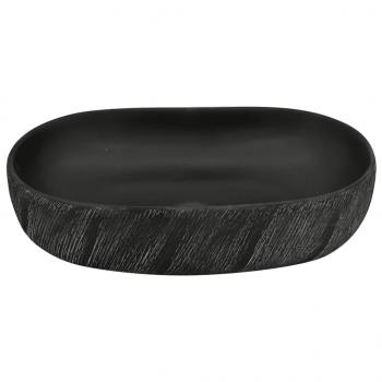 Aufsatzwaschbecken Schwarz Oval 59x40x14 cm Keramik