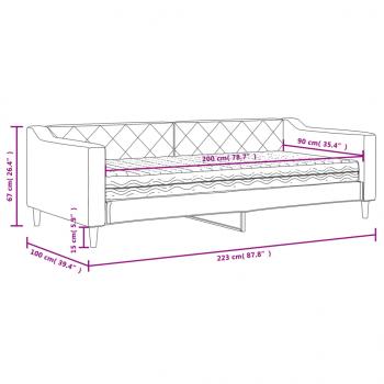 Tagesbett mit Matratze Dunkelgrau 90x200 cm Stoff