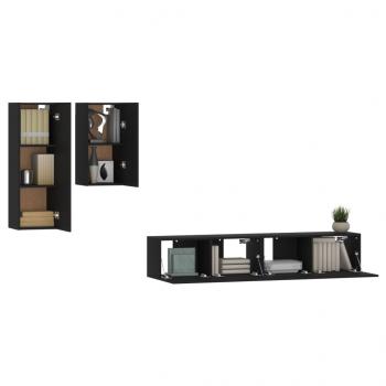 4-tlg. TV-Schrank-Set Schwarz Holzwerkstoff