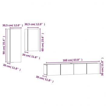 4-tlg. TV-Schrank-Set Schwarz Holzwerkstoff