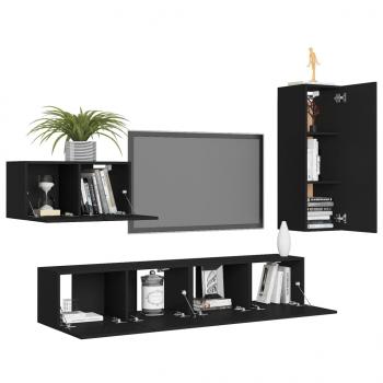 4-tlg. TV-Schrank-Set Schwarz Holzwerkstoff