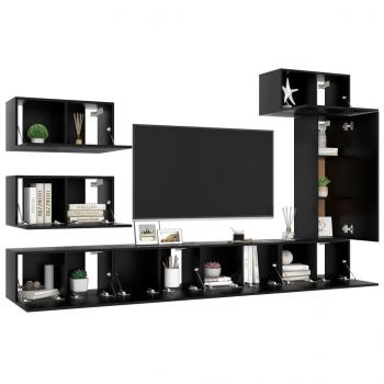 8-tlg. TV-Schrank-Set Schwarz Holzwerkstoff