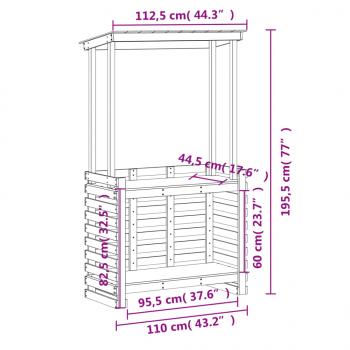 Gartenbar mit Dach 112,5x57x195,5 cm Massivholz Kiefer