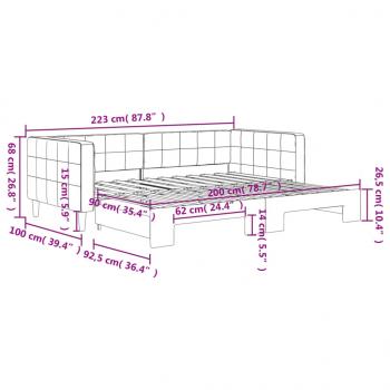 Tagesbett Ausziehbar Blau 90x200 cm Samt