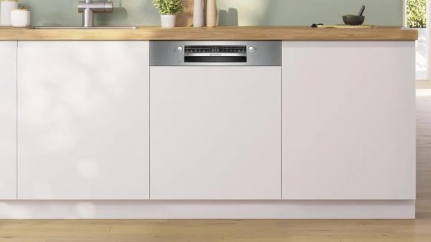 Bosch SMI2ITS09E Serie 2 Teilintegrierter Geschirrspüler, 60 cm breit, 13 Maßgedecke, AquaStop, Kindersicherung, HomeConnect, Gebürsteter Stahl