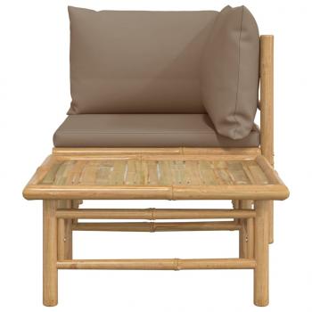 2-tlg. Garten-Lounge-Set mit Taupe Kissen Bambus