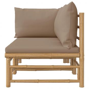 2-tlg. Garten-Lounge-Set mit Taupe Kissen Bambus