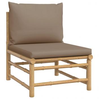 2-tlg. Garten-Lounge-Set mit Taupe Kissen Bambus