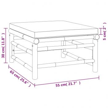 3-tlg. Garten-Lounge-Set mit Hellgrauen Kissen Bambus