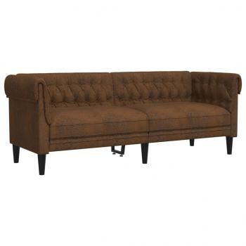 Chesterfield-Sofa 3-Sitzer Braun Stoff