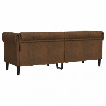 Chesterfield-Sofa 3-Sitzer Braun Stoff