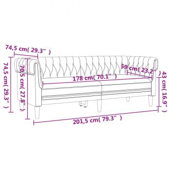 Chesterfield-Sofa 3-Sitzer Braun Stoff