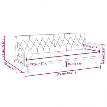 Schlafsofa mit Armlehnen Creme Stoff