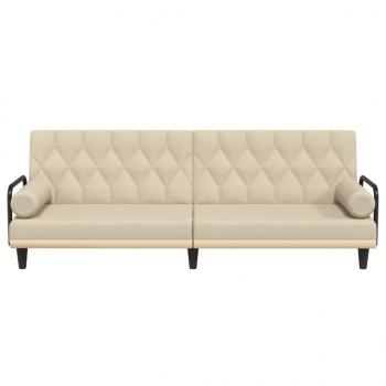 Schlafsofa mit Armlehnen Creme Stoff