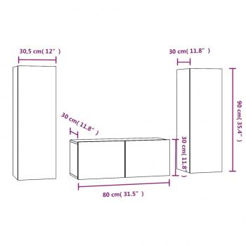 3-tlg. TV-Schrank-Set Räuchereiche Holzwerkstoff