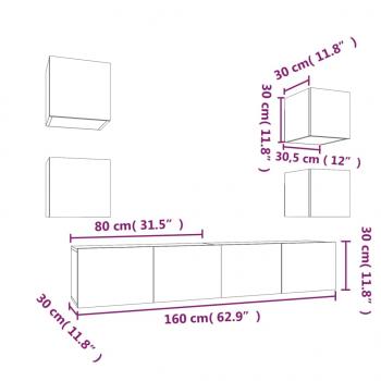 6-tlg. TV-Schrank-Set Grau Sonoma Holzwerkstoff