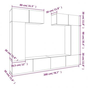 6-tlg. TV-Schrank-Set Grau Sonoma Holzwerkstoff