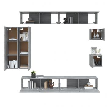 8-tlg. TV-Schrank-Set Grau Sonoma Holzwerkstoff