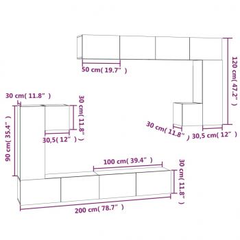 TV-Wandschrank Grau Sonoma Holzwerkstoff