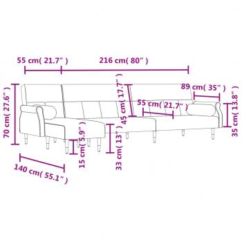 Schlafsofa in L-Form Gelb 271x140x70 cm Samt