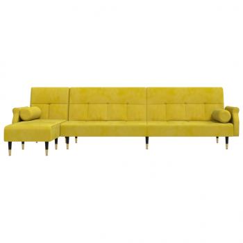 Schlafsofa in L-Form Gelb 271x140x70 cm Samt