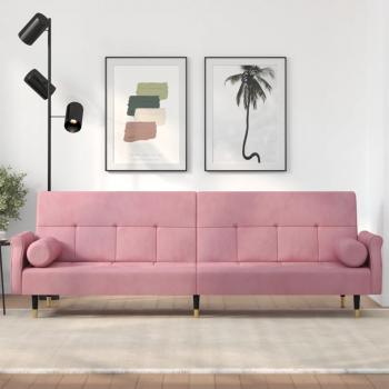 ARDEBO.de - Schlafsofa mit Kissen Rosa Samt