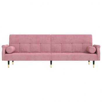 Schlafsofa mit Kissen Rosa Samt