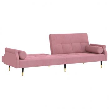 Schlafsofa mit Kissen Rosa Samt