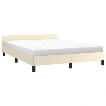 Bettgestell mit Kopfteil ohne Matratze Creme 140x190 cm