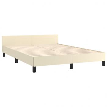 Bettgestell mit Kopfteil ohne Matratze Creme 140x190 cm