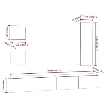 5-tlg. TV-Schrank-Set Grau Sonoma Holzwerkstoff