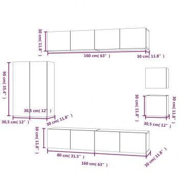 8-tlg. TV-Schrank-Set Grau Sonoma Holzwerkstoff