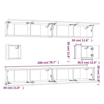 6-tlg. TV-Schrank-Set Grau Sonoma Holzwerkstoff