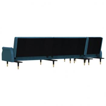 Schlafsofa in L-Form Blau 271x140x70 cm Samt