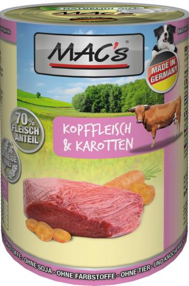 ARDEBO.de MACs Dog Kopffleisch & Karotten 400g